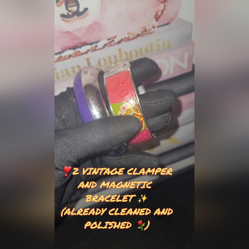 2 VINTAGE CLAMPER AND  MAGNETIC BRACELET ✨️(ALREADY CLEANED AND POLISHED ⚘️) - Picture 6 of 8